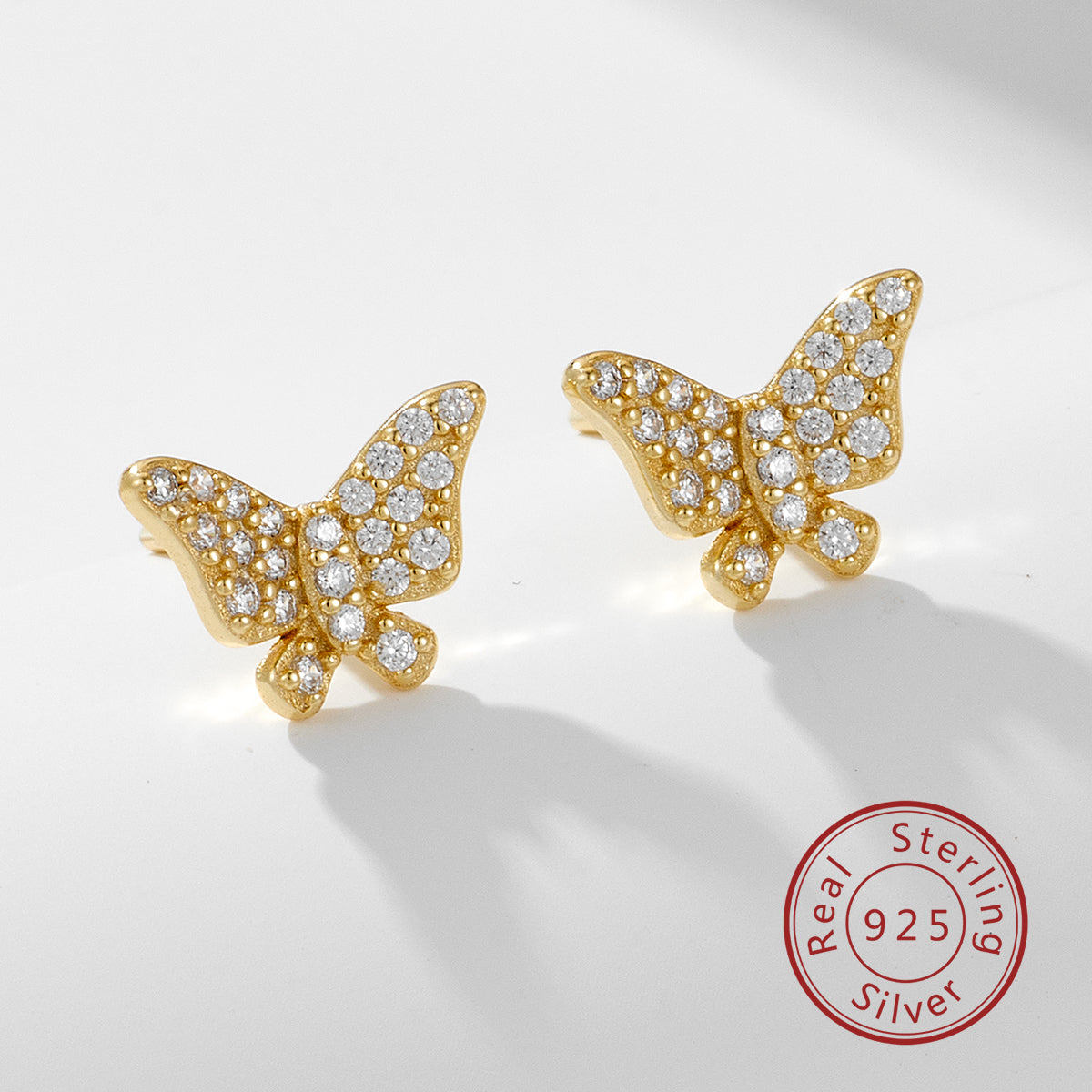 Minimalist Fashion Jewelry Pave CZ Butterfly Stud Earrings