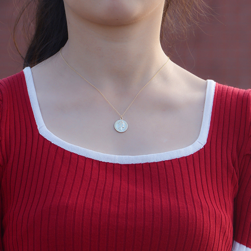 Antique Jewelry  Queen Elizabeth Coin Pendant Necklace