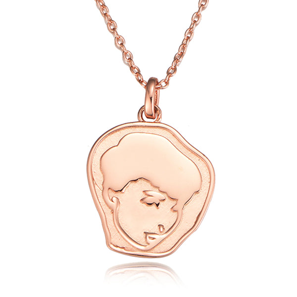 S925 Sterling Silver Engraved Portrait Pendant Necklace