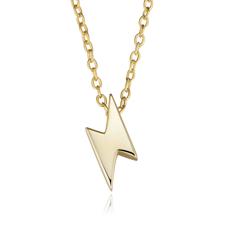 Trendy 925 Sterling Silver Gold Plated Lightning Necklace