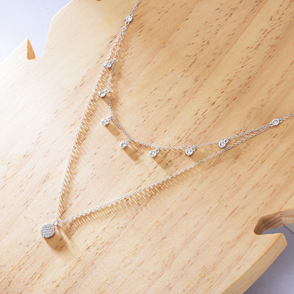 Round Charms Choker 925 Silver Gold Plated Layering Necklace