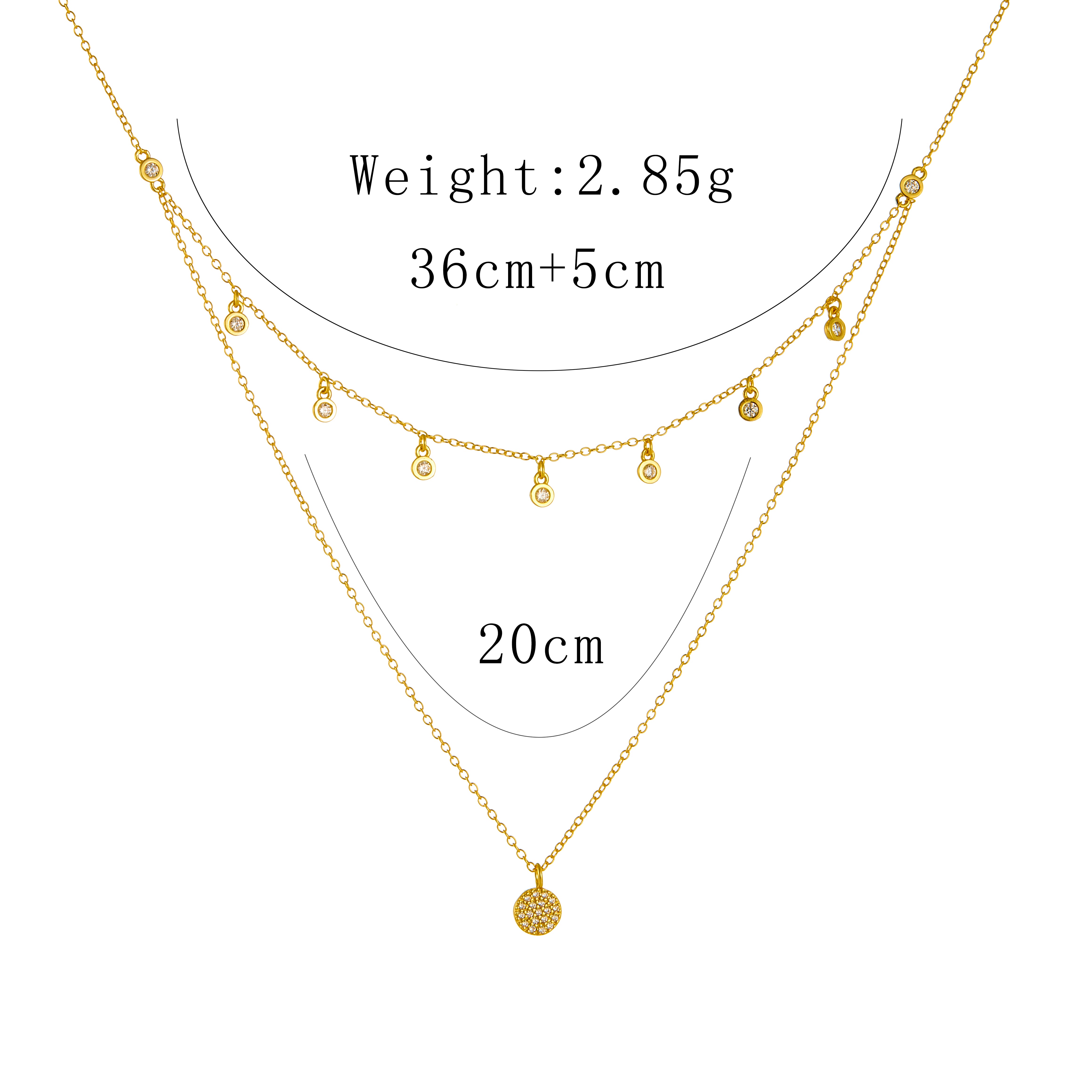 Round Charms Choker 925 Silver Gold Plated Layering Necklace