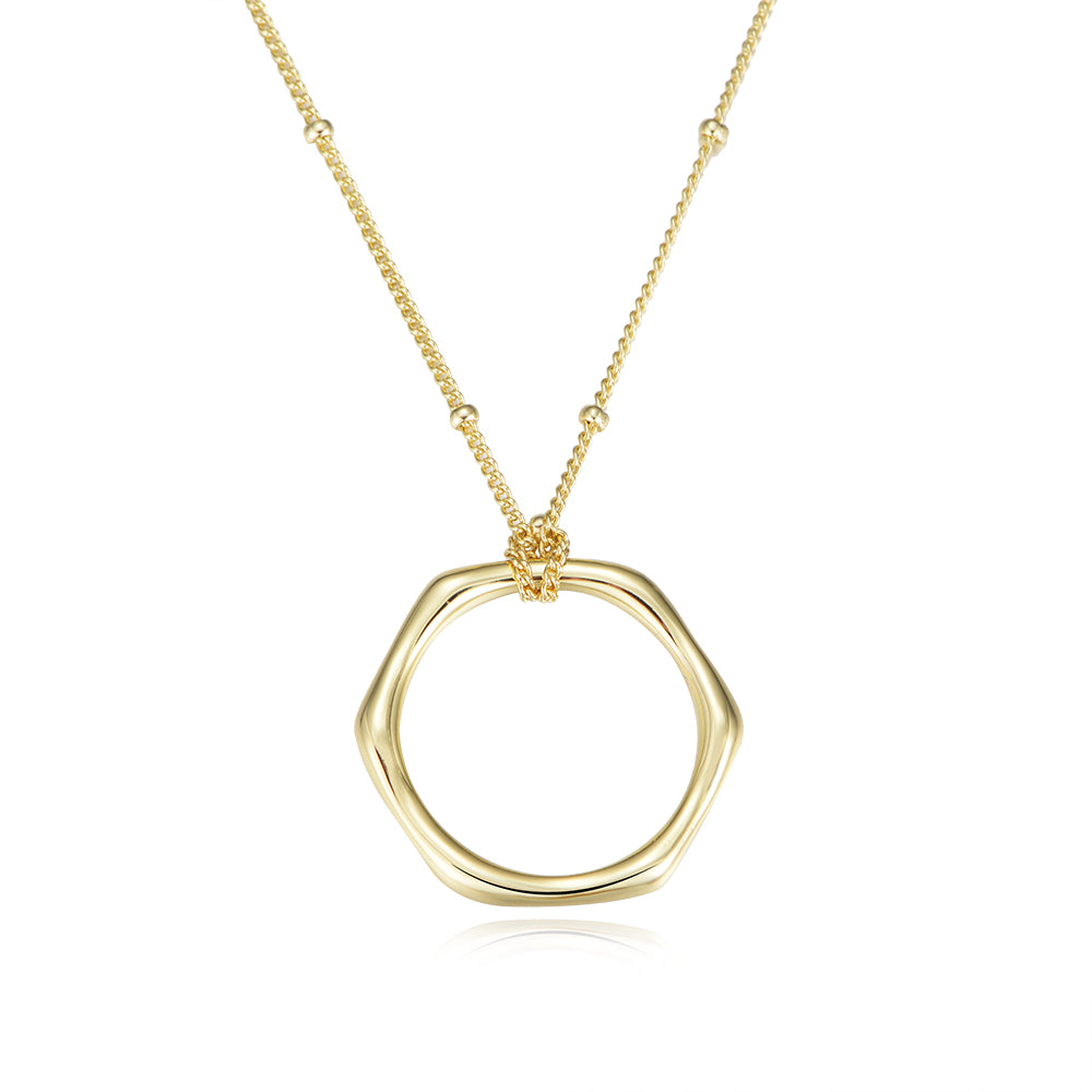 Simple Hexagon Gold Pendant Necklace