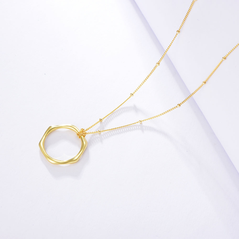 Simple Hexagon Gold Pendant Necklace