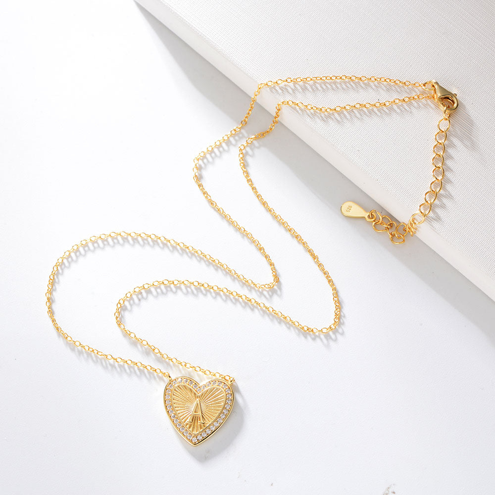 Heart Shape Zircon Pendant Necklace 26 English Letter Necklace