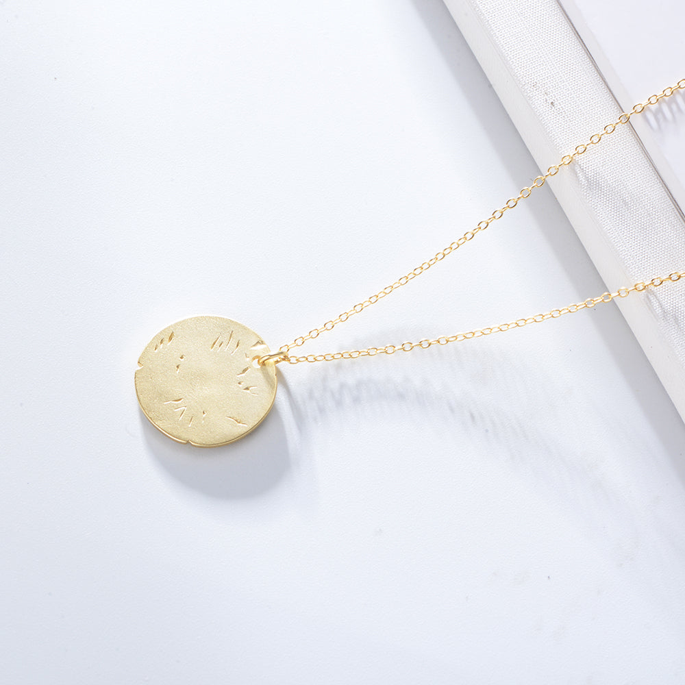Medallion Round Gold Coin Bee Pendant Necklace