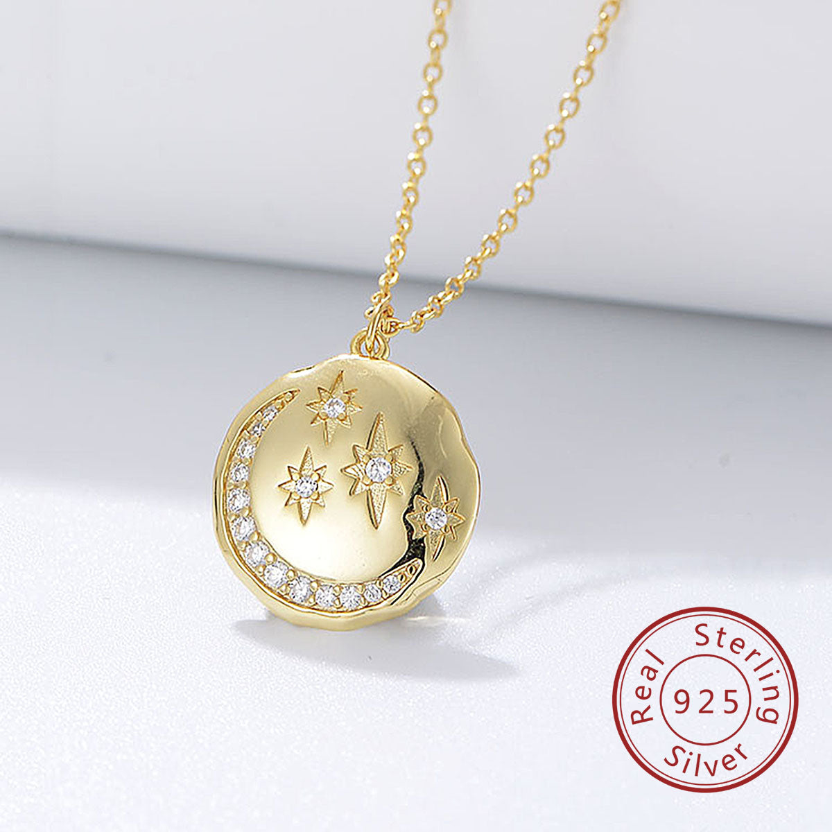 Zircon Star Moon Coin Pendant Necklace Jewelry