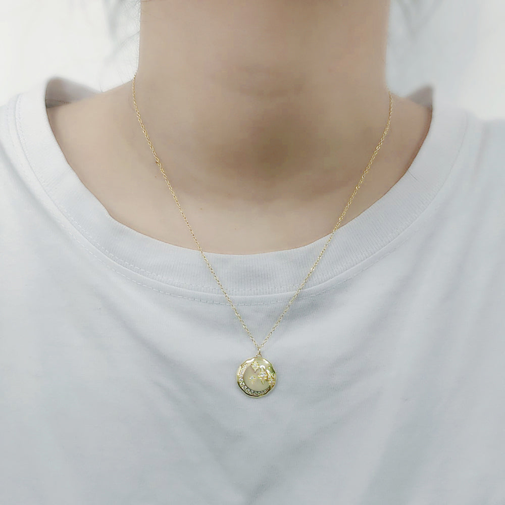 Zircon Star Moon Coin Pendant Necklace Jewelry