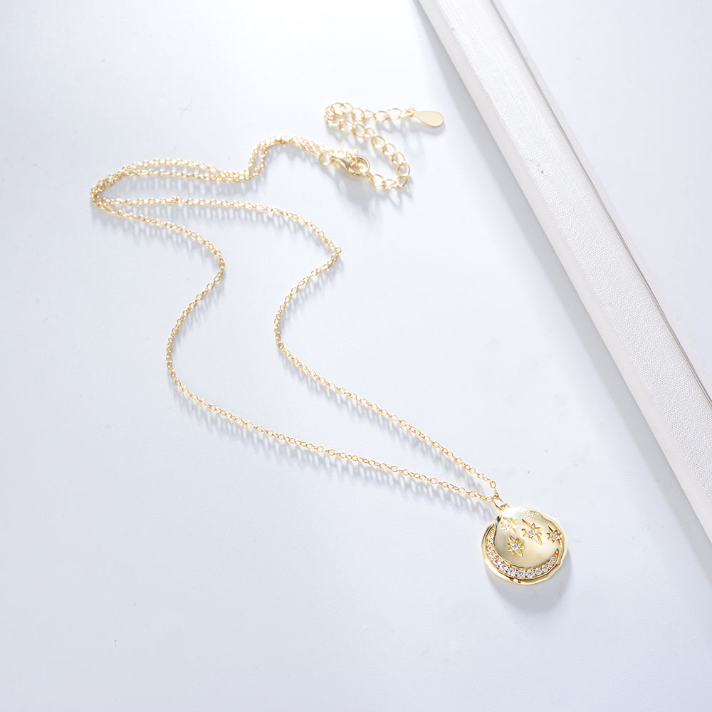 Zircon Star Moon Coin Pendant Necklace Jewelry