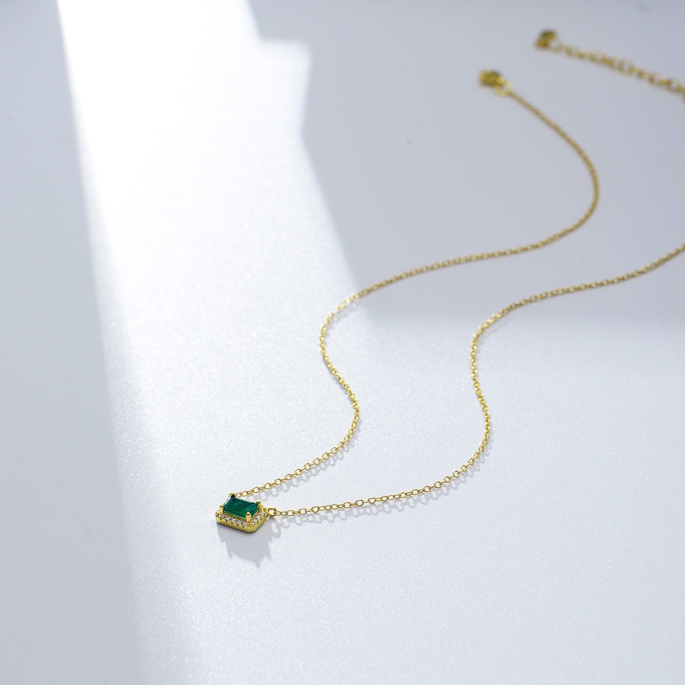 Jewelry Emerald Zirconia Charm Necklace