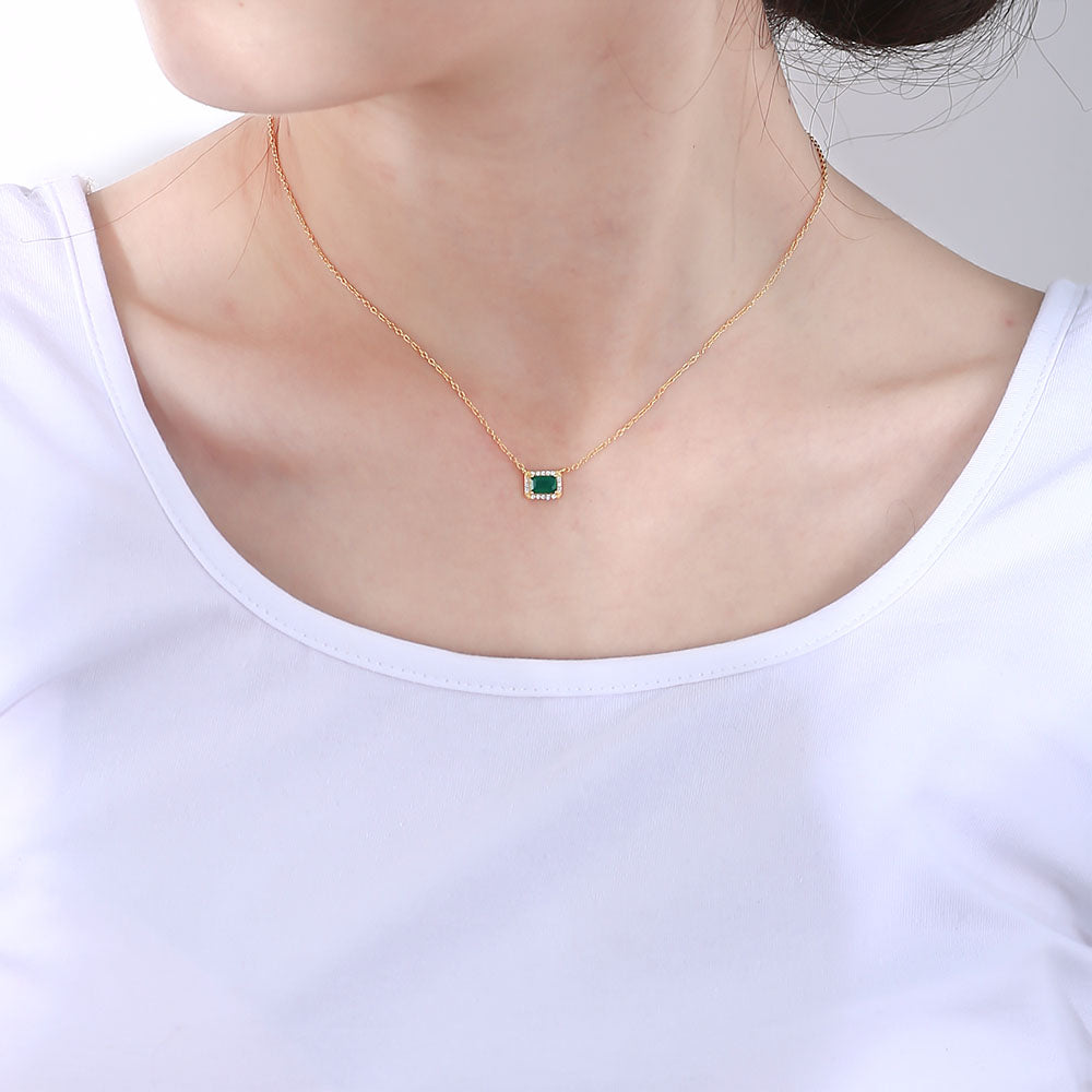 Jewelry Emerald Zirconia Charm Necklace
