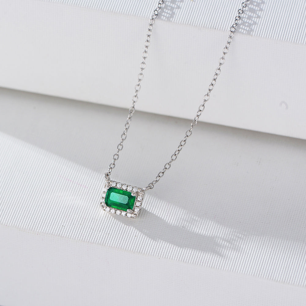 Jewelry Emerald Zirconia Charm Necklace