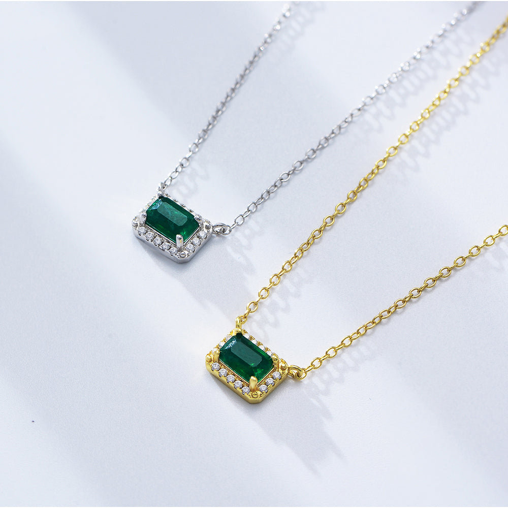 Jewelry Emerald Zirconia Charm Necklace