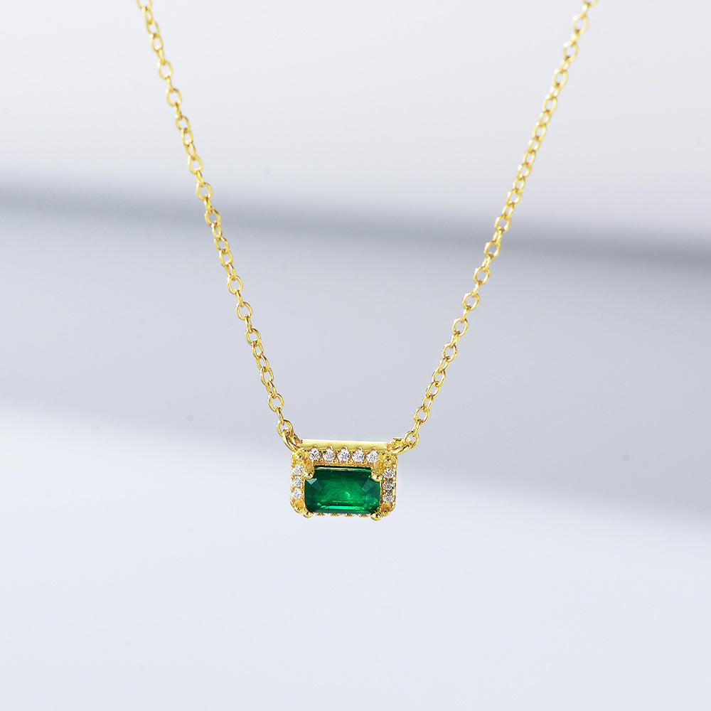 Jewelry Emerald Zirconia Charm Necklace