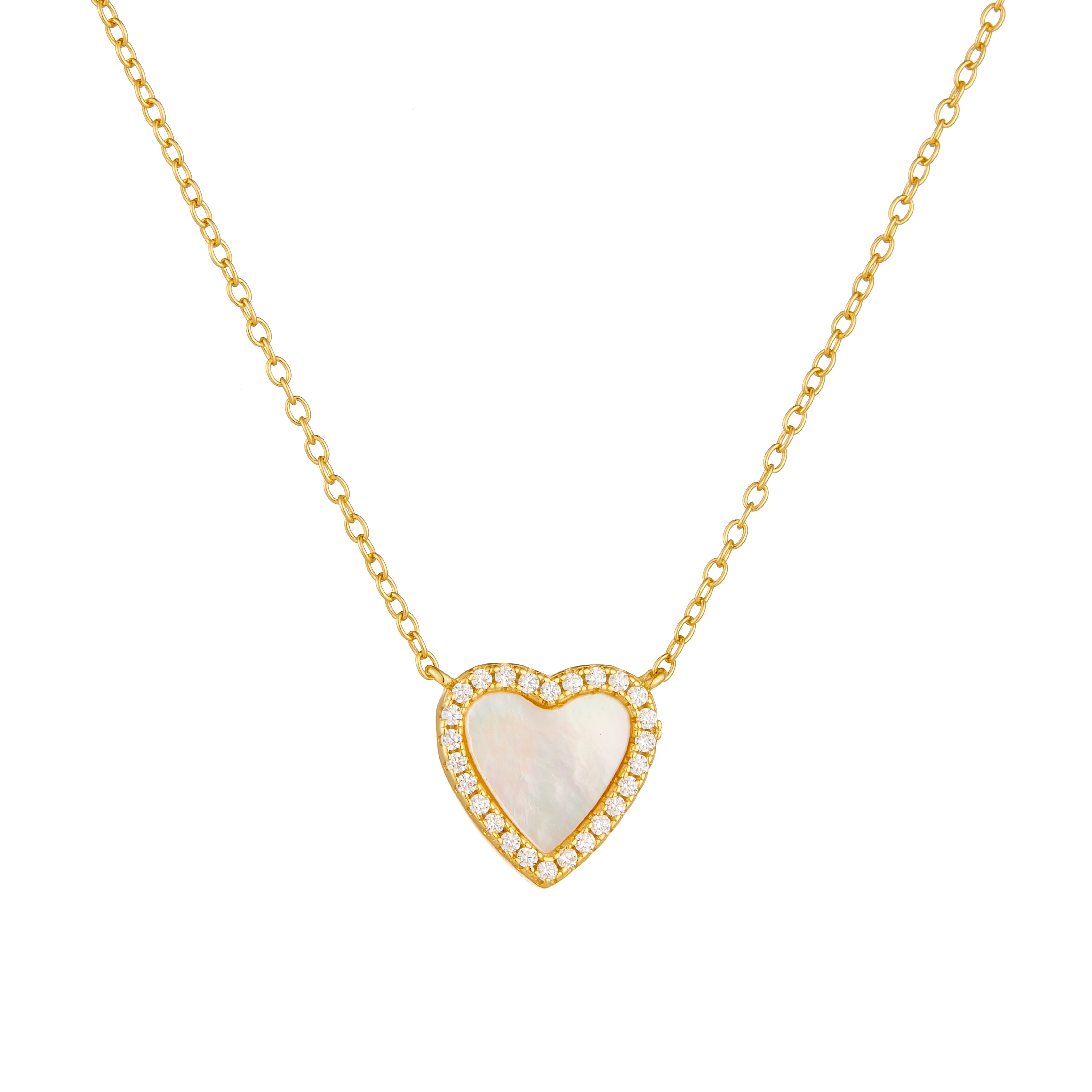 Jewelry CZ Shell Heart Charm Necklace