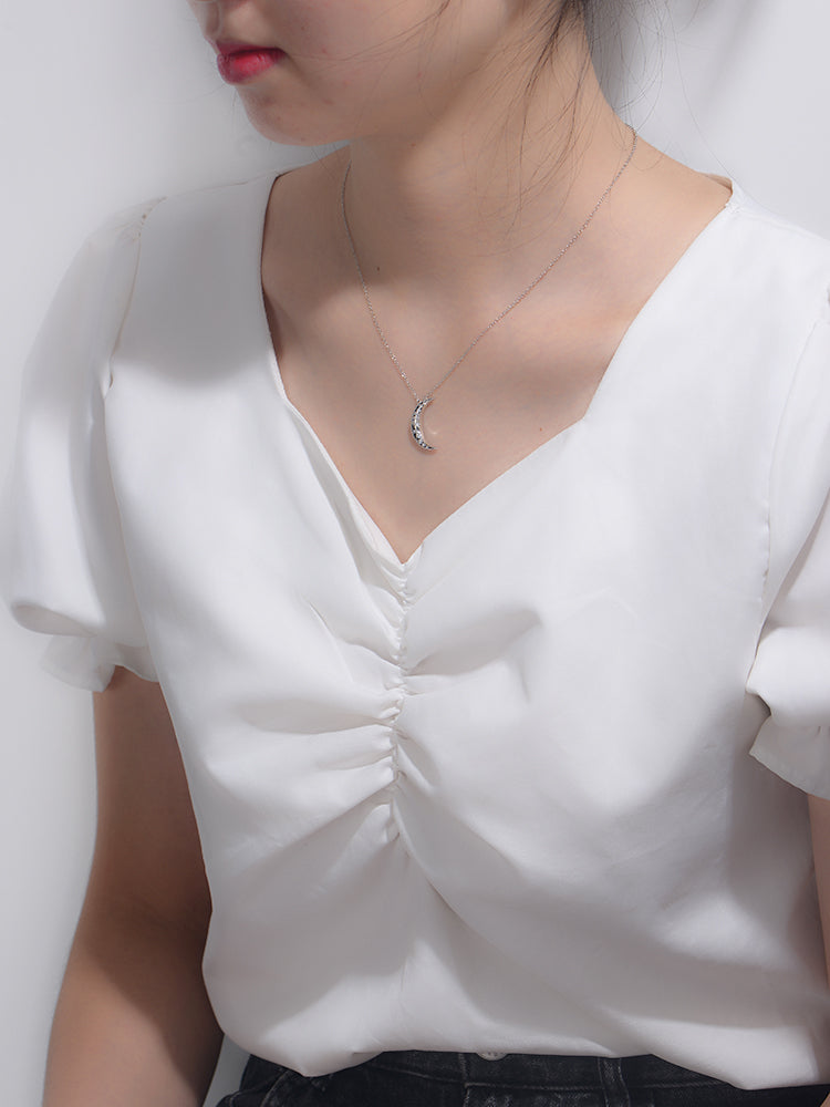 Setting Zircon Star Moon Pendant Necklace