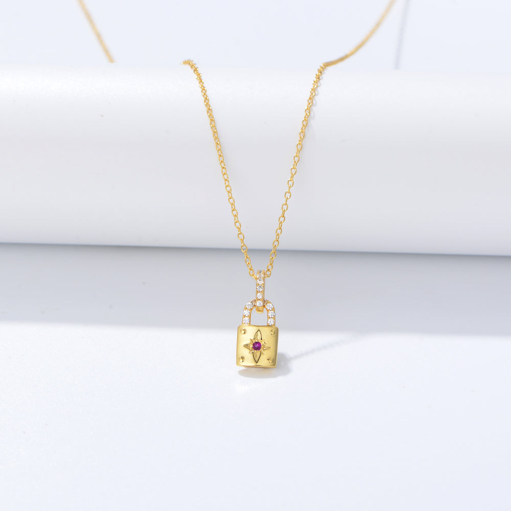 Fashion  Women Jewelry Zirconia Lock Necklace