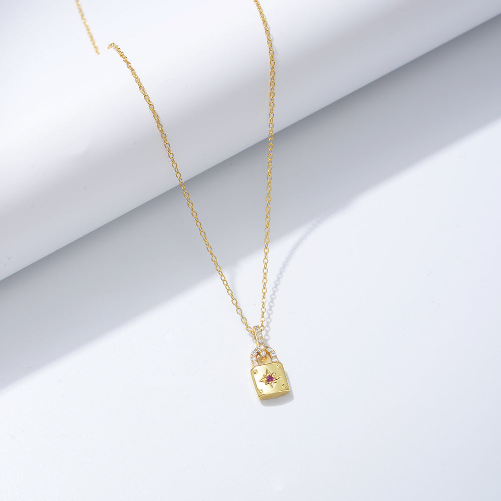 Fashion  Women Jewelry Zirconia Lock Necklace