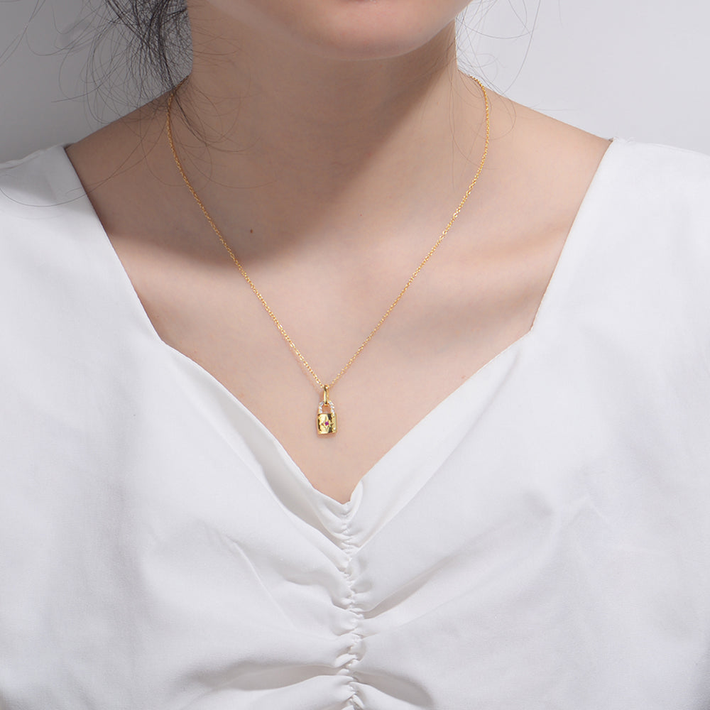 Fashion  Women Jewelry Zirconia Lock Necklace