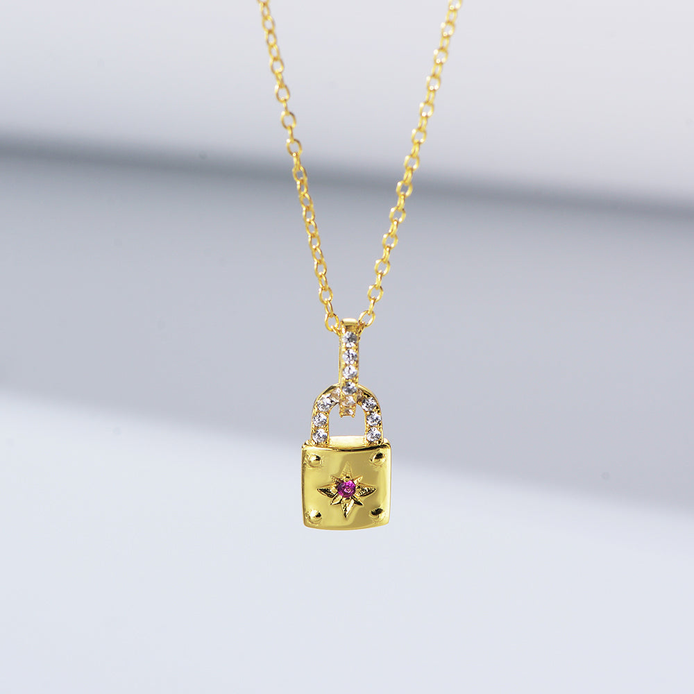 Fashion  Women Jewelry Zirconia Lock Necklace