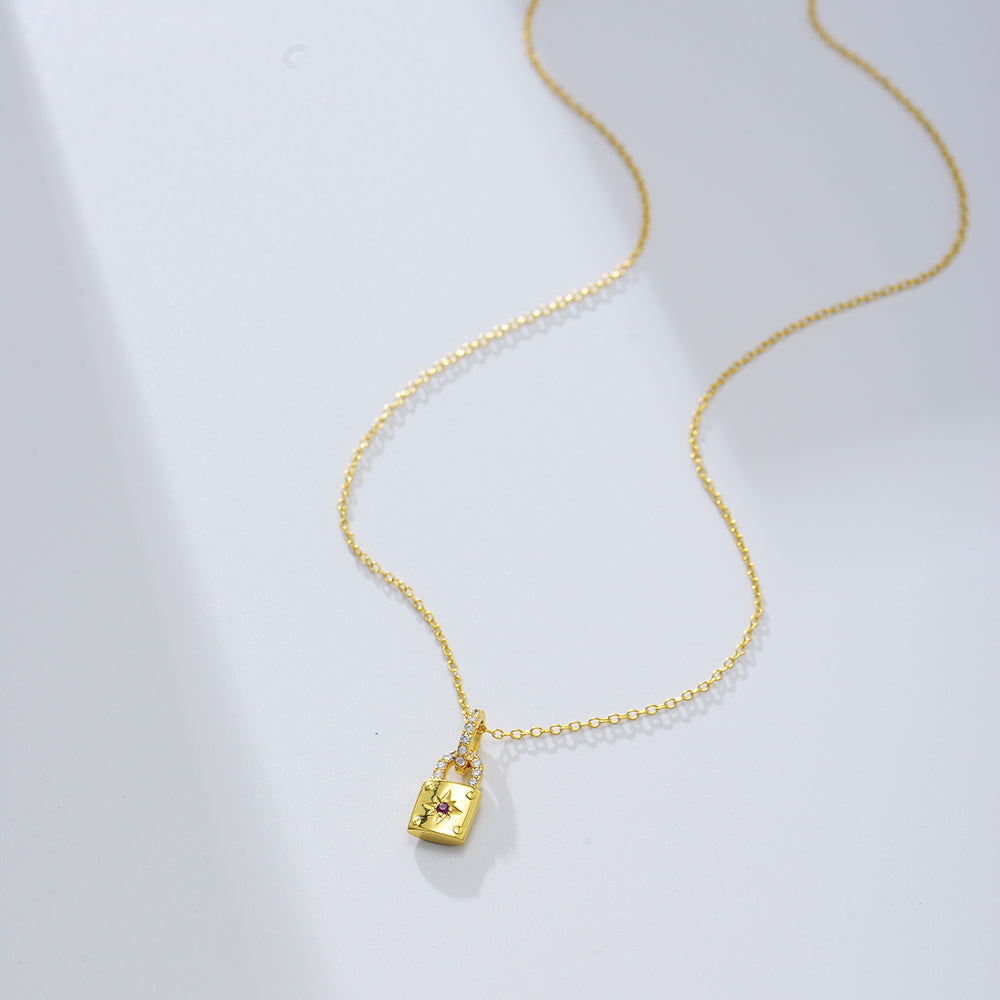 Fashion  Women Jewelry Zirconia Lock Necklace