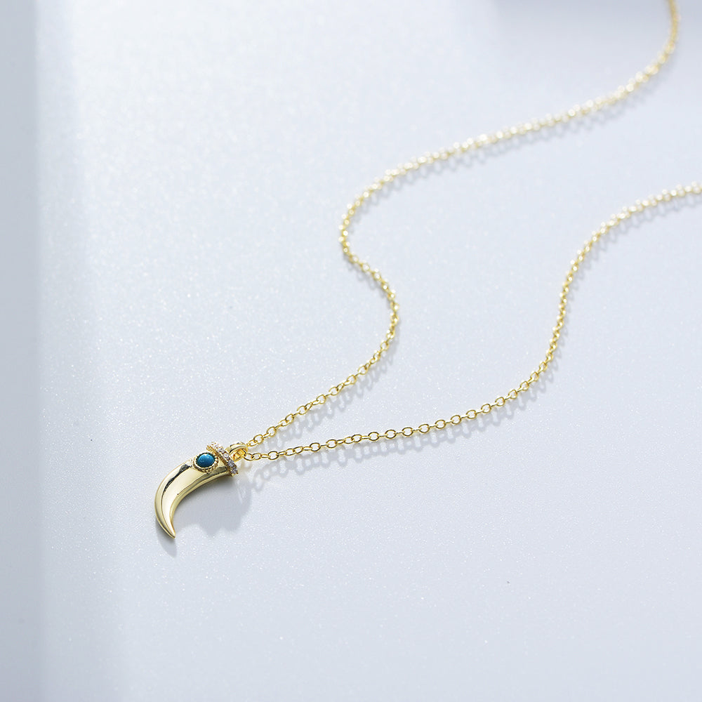 Vintage Turquoise Wolf Teeth Spike Lucky Pendant Necklace