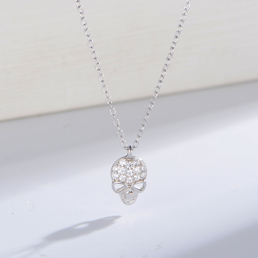 Fashion  Diamond-Studded Skull Pendant Necklace Hip Hop Clavicle Chain