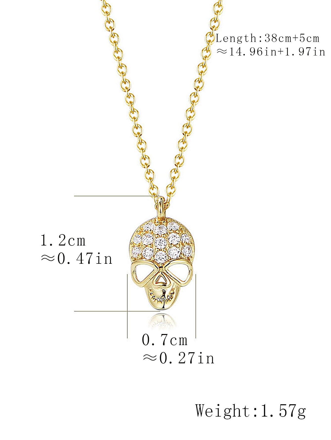 Fashion  Diamond-Studded Skull Pendant Necklace Hip Hop Clavicle Chain