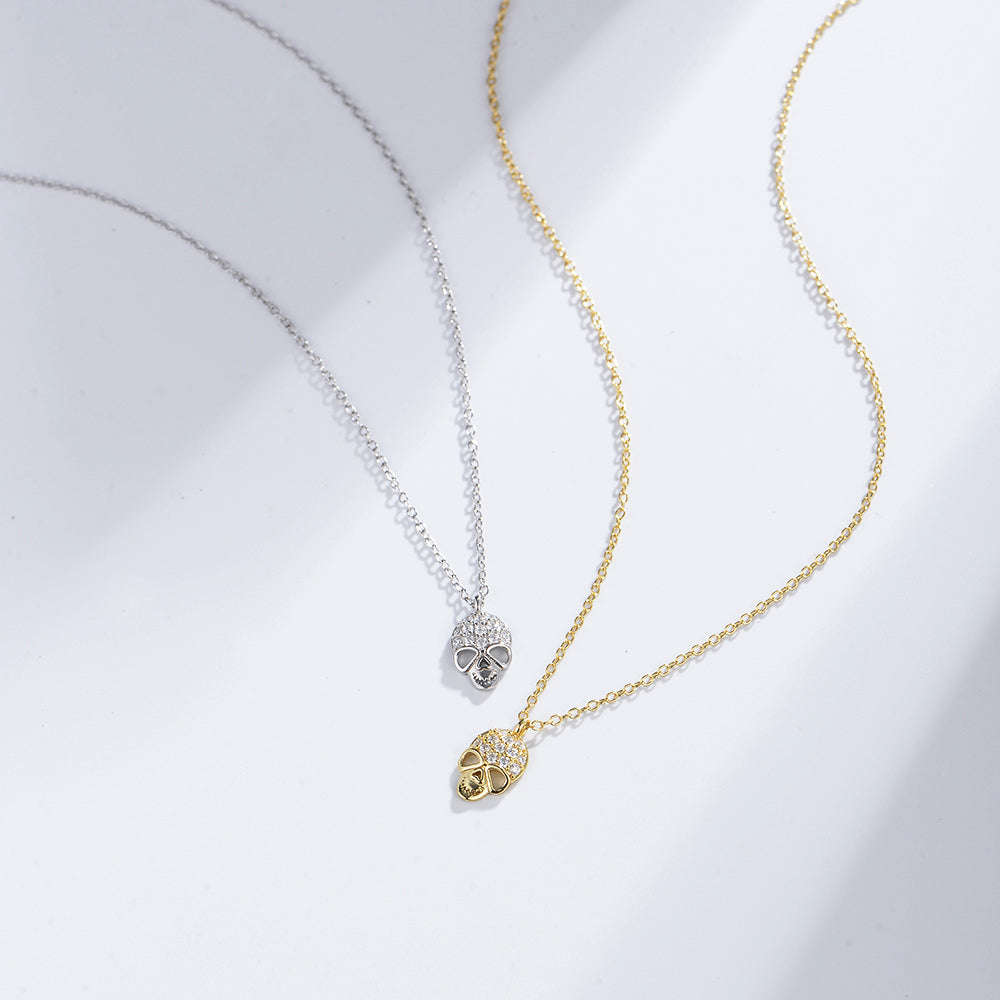 Fashion  Diamond-Studded Skull Pendant Necklace Hip Hop Clavicle Chain