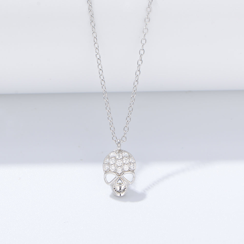 Fashion  Diamond-Studded Skull Pendant Necklace Hip Hop Clavicle Chain