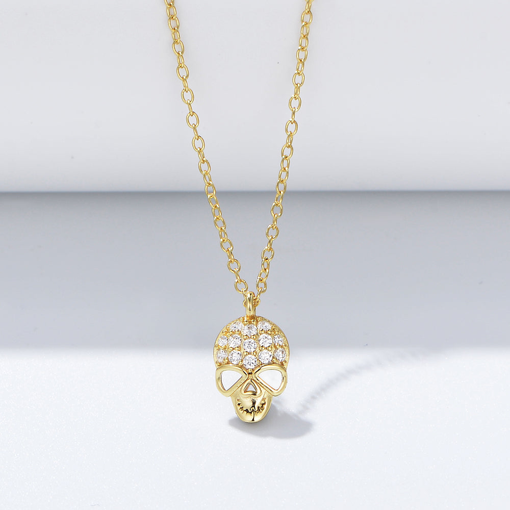 Fashion  Diamond-Studded Skull Pendant Necklace Hip Hop Clavicle Chain