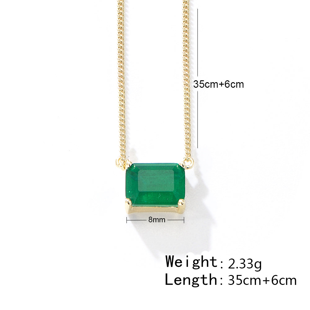 Rectangle Emerald Birthstone Necklace
