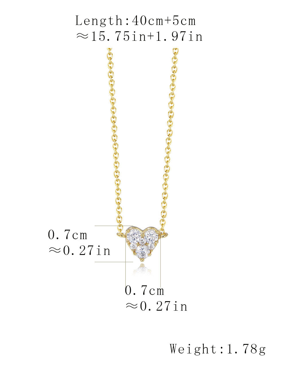 Fashion Micro Pave Zircon 925 Sterling Silver Heart Necklace Jewelry