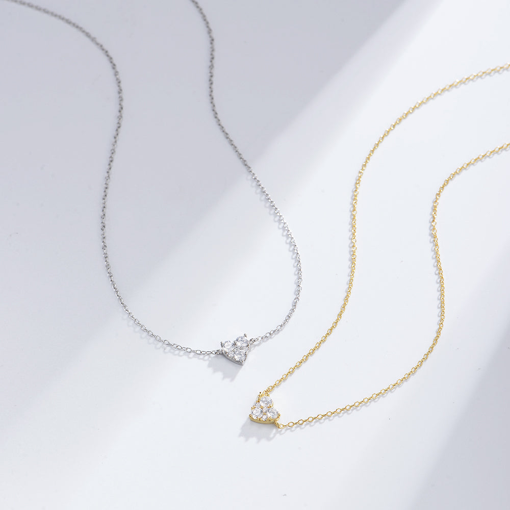 Fashion Micro Pave Zircon 925 Sterling Silver Heart Necklace Jewelry
