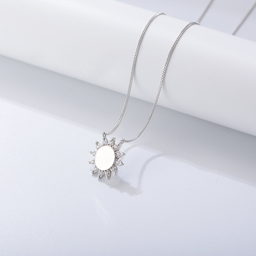 925 Sterling Silver Gold Plated Sun Zircon Link Chain Necklace