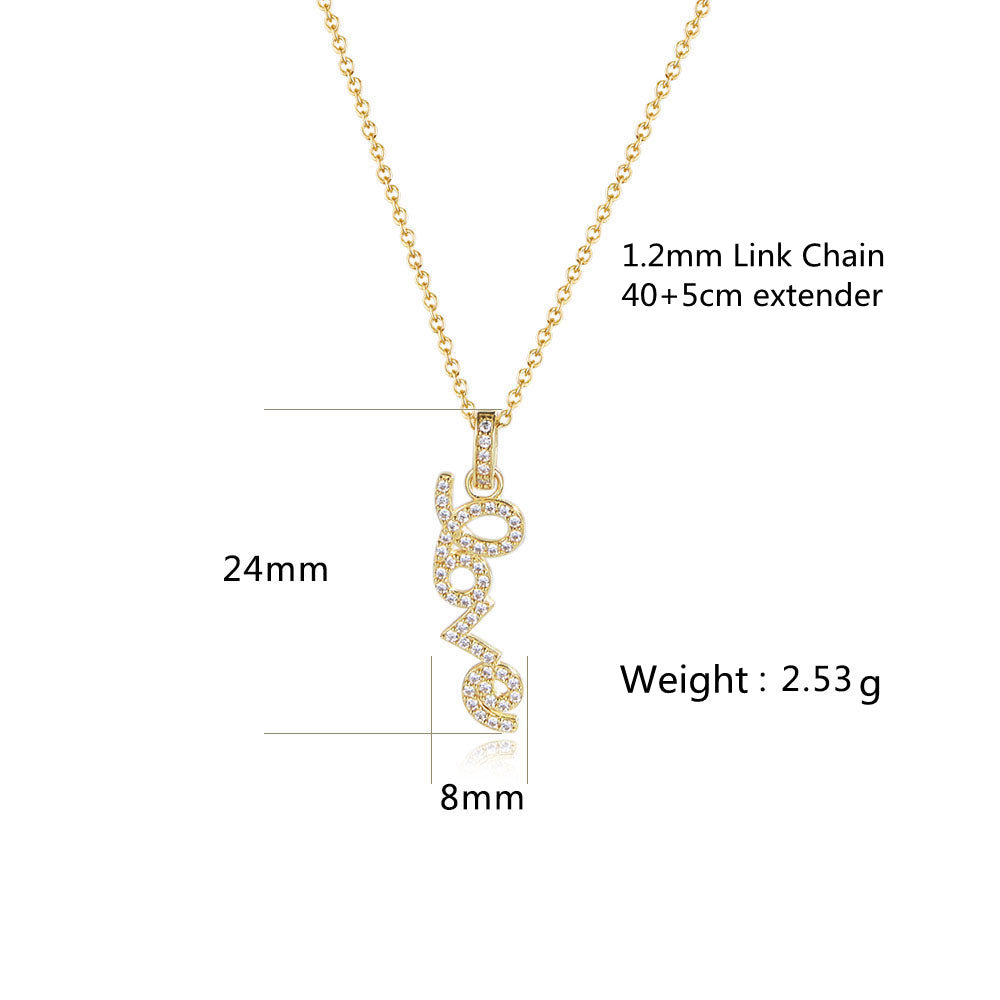 Unique Necklace Micro Zircon Romantic Love Letter Pendant Necklace