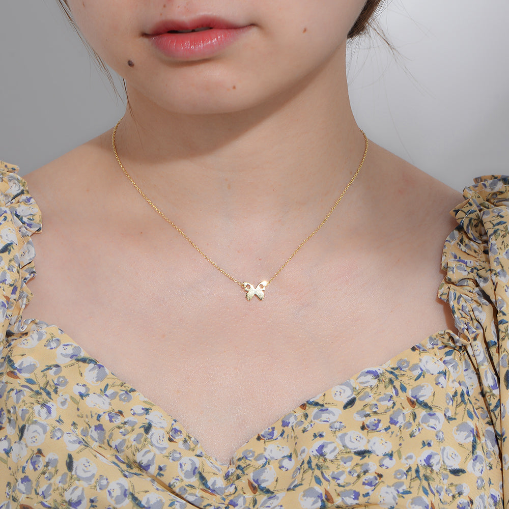 Mini Gold Butterfly 925 Sterling Silver Necklace