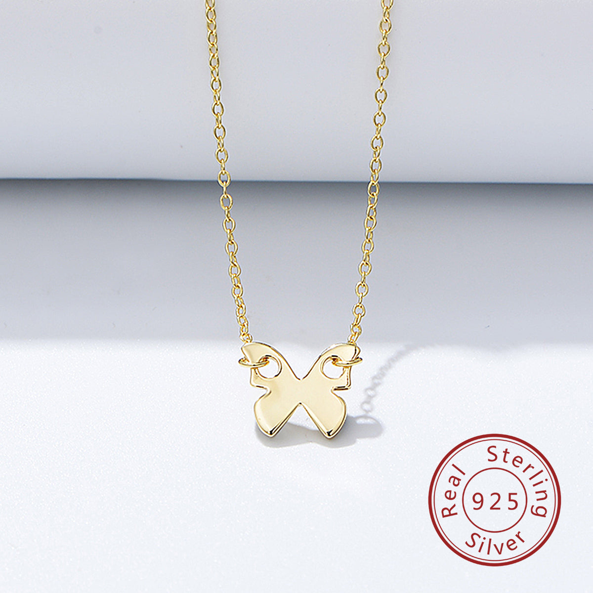 Mini Gold Butterfly 925 Sterling Silver Necklace