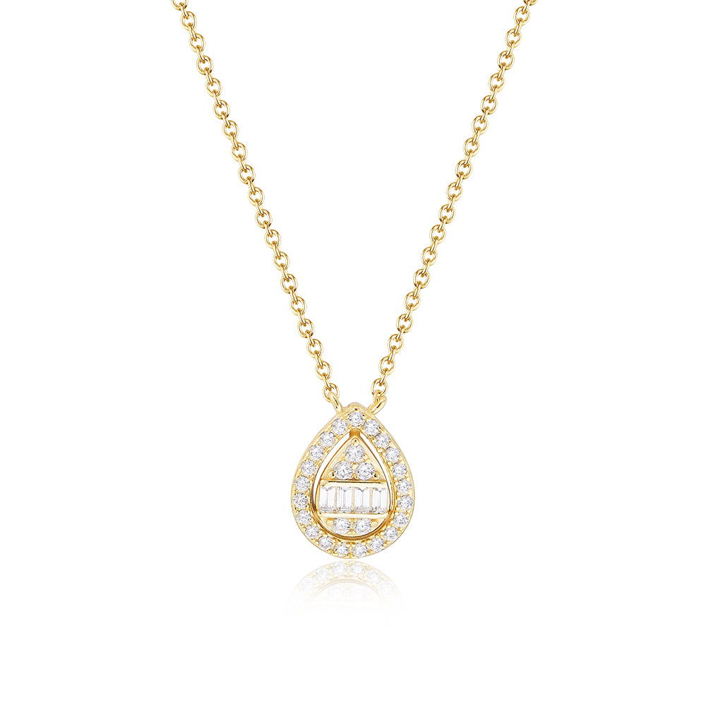 Jewelry CZ Water Drop Charm Necklace
