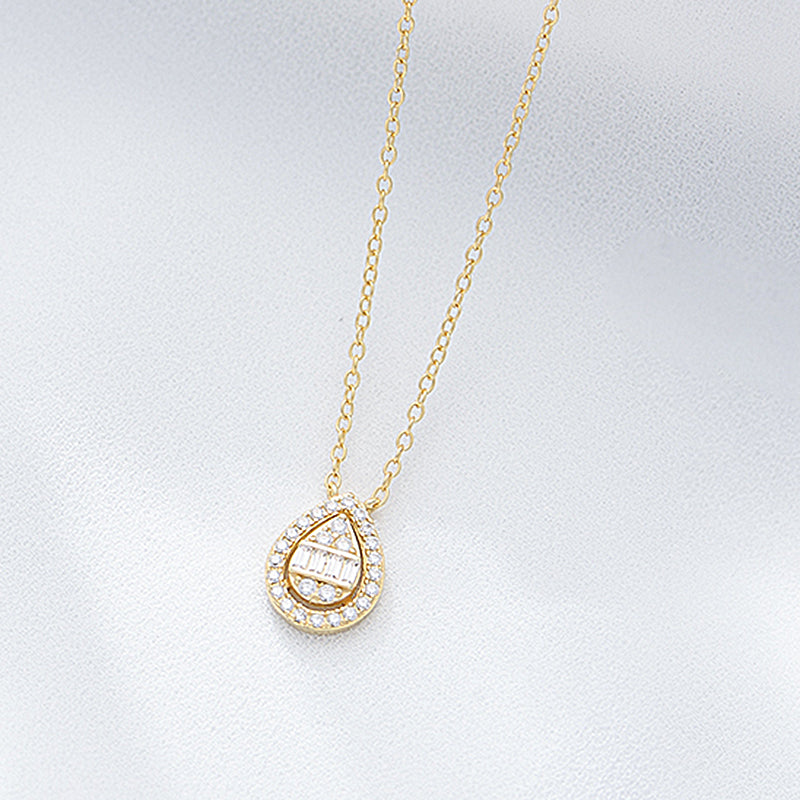 Jewelry CZ Water Drop Charm Necklace