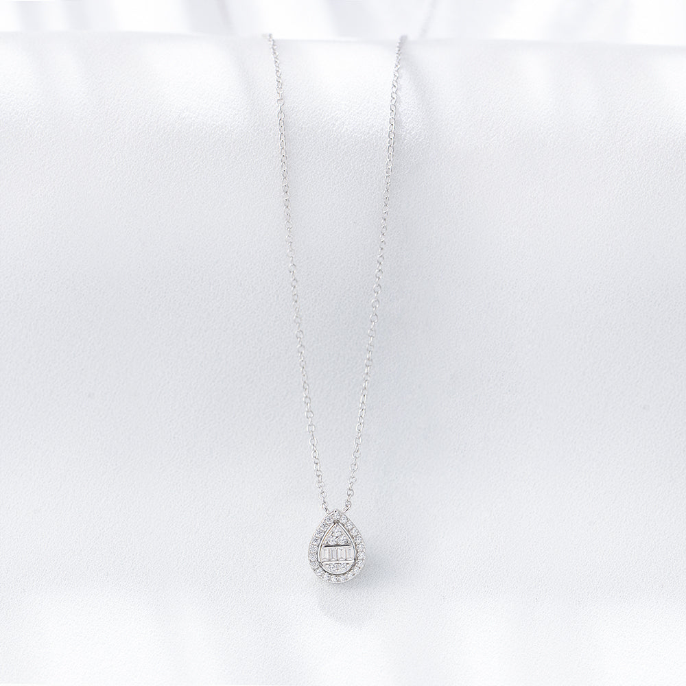 Jewelry CZ Water Drop Charm Necklace