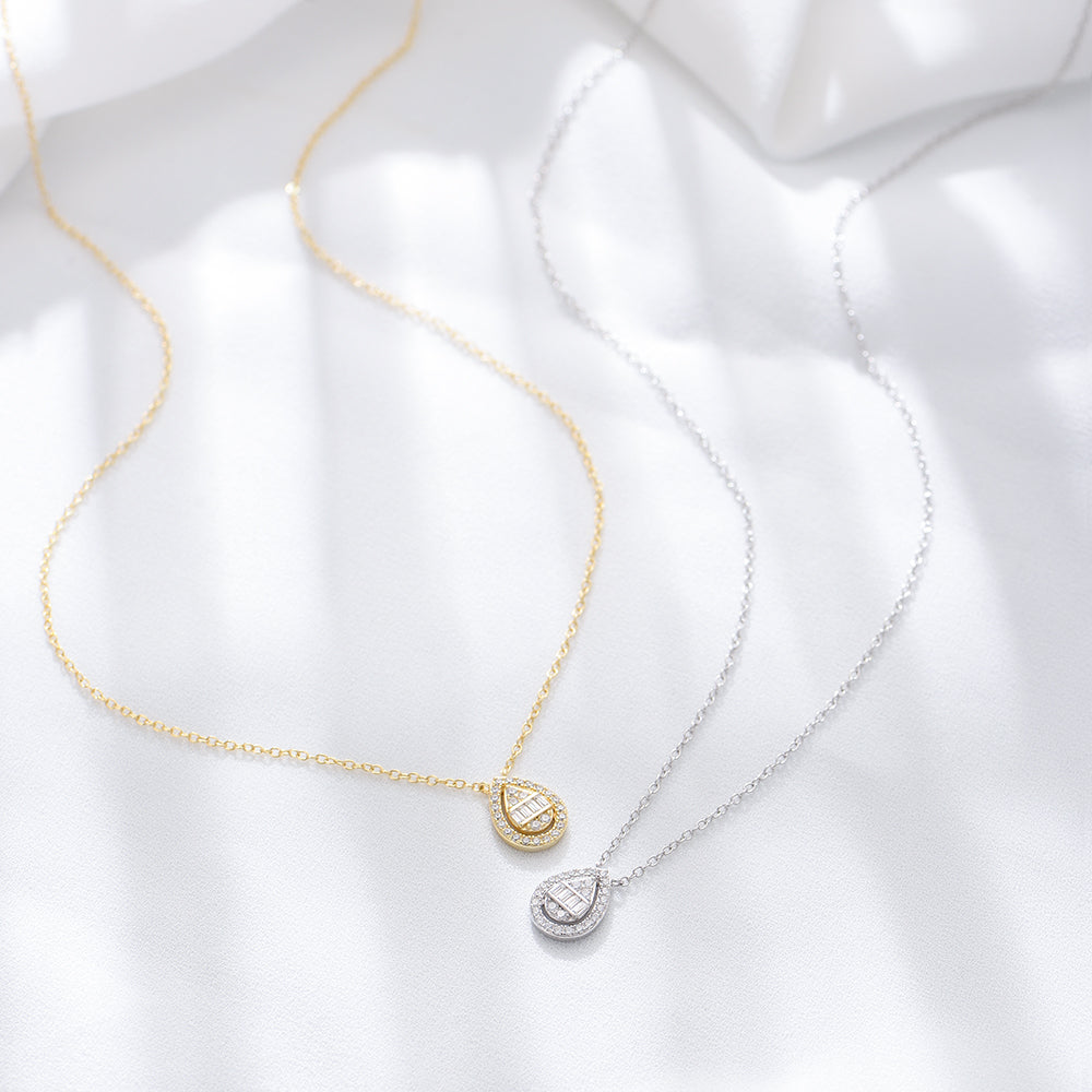 Jewelry CZ Water Drop Charm Necklace