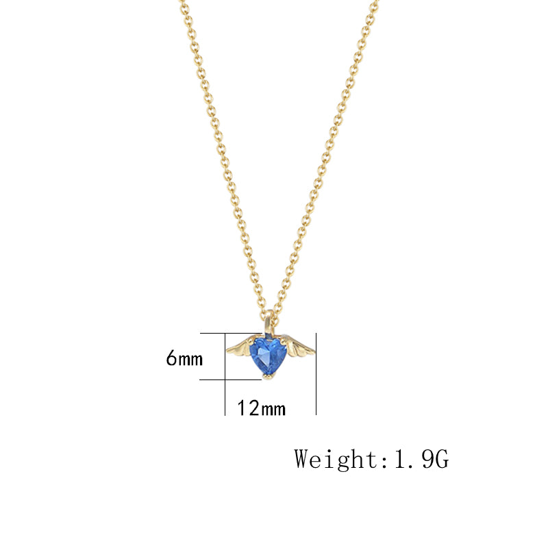 Angel Wing Heart Love Cubic Zirconia Pendant Necklace