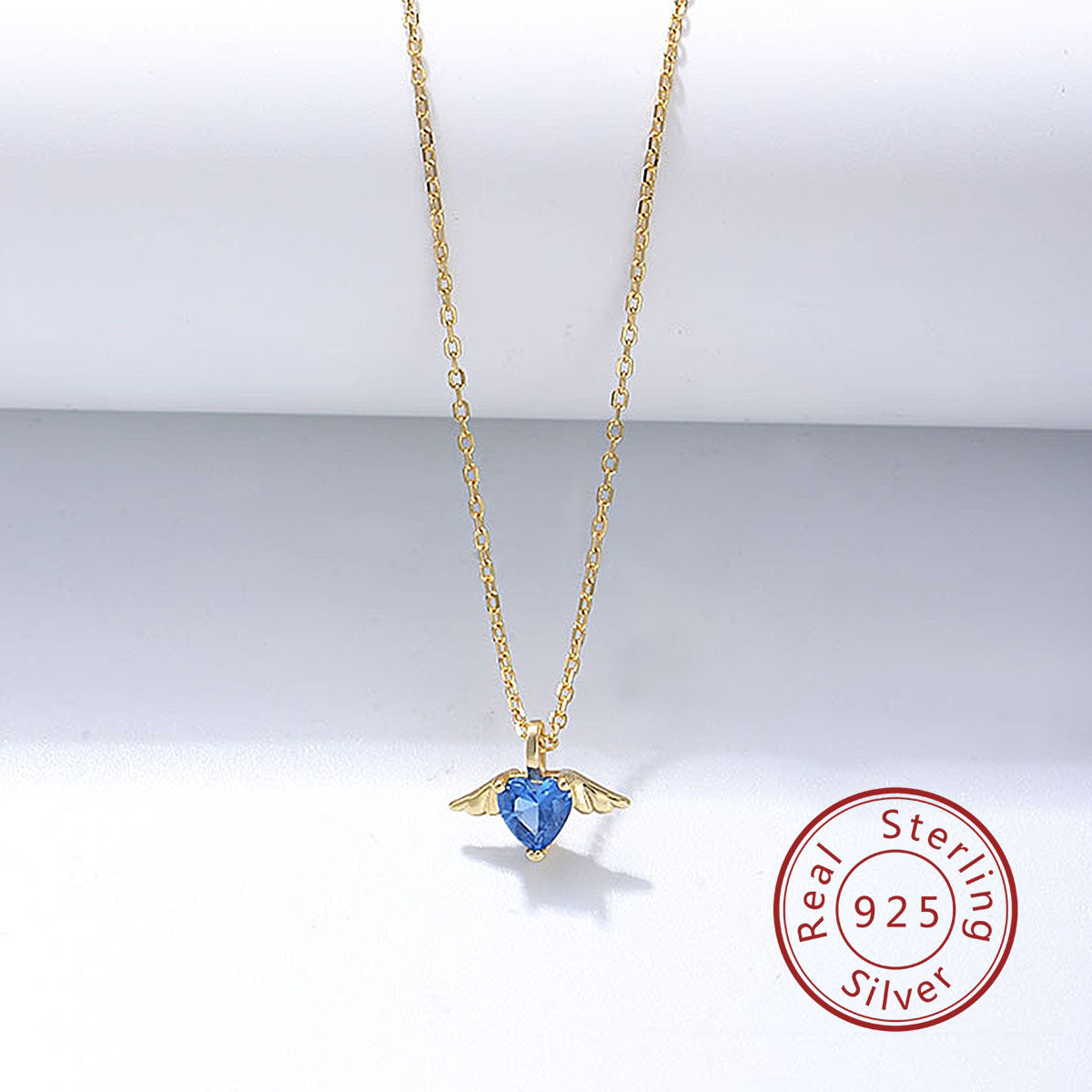 Angel Wing Heart Love Cubic Zirconia Pendant Necklace