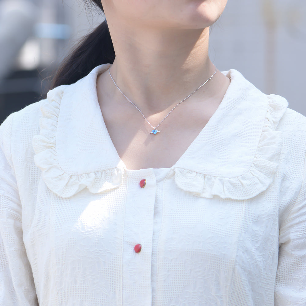 Angel Wing Heart Love Cubic Zirconia Pendant Necklace