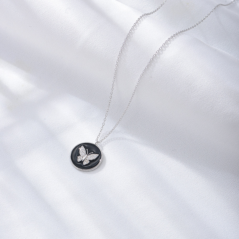 Women Jewelry Necklace Butterfly Enamel Charm Necklace