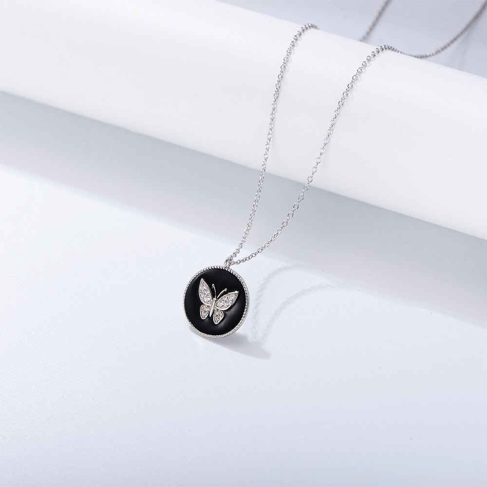 Women Jewelry Necklace Butterfly Enamel Charm Necklace
