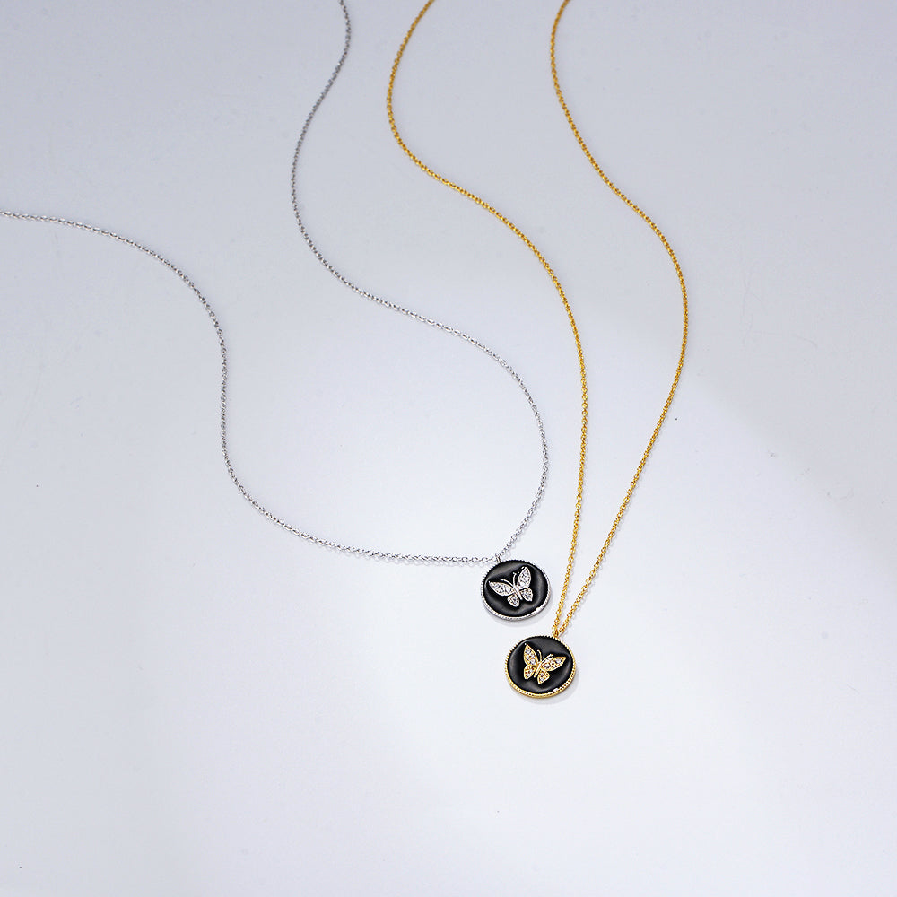 Women Jewelry Necklace Butterfly Enamel Charm Necklace