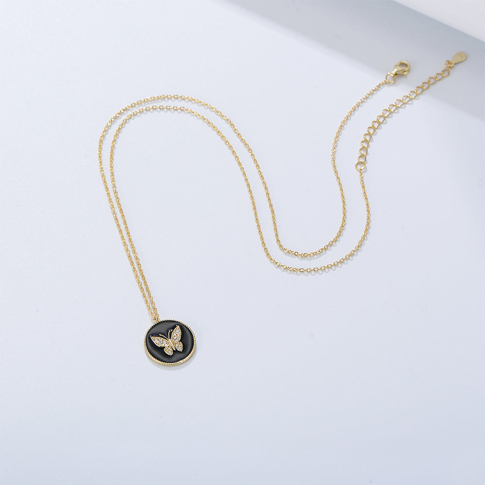 Women Jewelry Necklace Butterfly Enamel Charm Necklace
