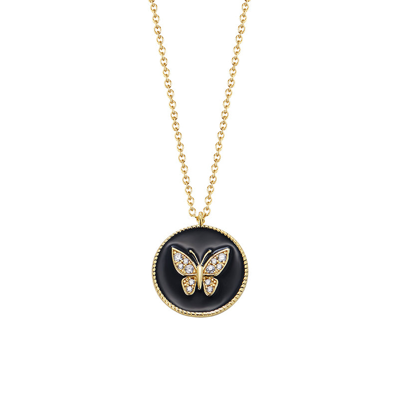 Women Jewelry Necklace Butterfly Enamel Charm Necklace